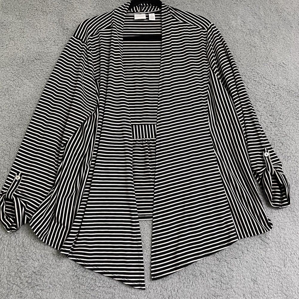 Chico's Black and White Striped Cardigan